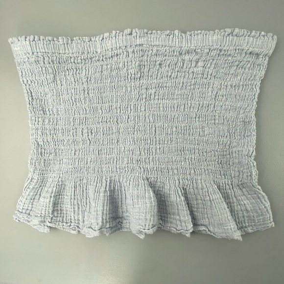 AE light blue stretch cropped tube top with peplum bottom wms sz XL - Picture 12 of 15